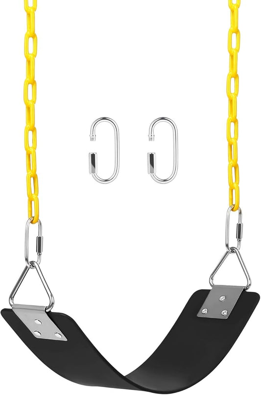 AGPTEK Swing Set, Seat with 66 Inch Anti-Rust Chains Thermoplastic Coated, Support 250lb, Cushion Accessories Replacement with Snap Hooks for Outdoors, Playground, Jungle & Gym - Black