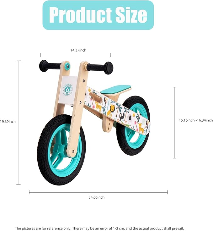 Wooden Toddler Balance Bike, Kids Balance Bike for 3 Year Old with Adjustable Seat, No Pedal Toddler Bicycle for Kids 3-5 for Boys and Girls Birthday Gifts Toys