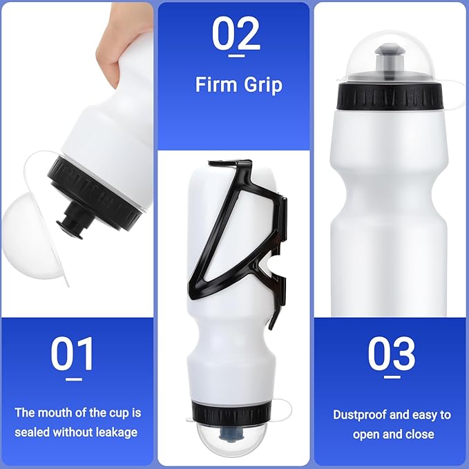 Mifoci Bike Water Bottle Cage with Bottle Bike Water Bottles and Holder 24oz Squeeze Sport Bicycle Accessories for Mountain Outdoor Cycling