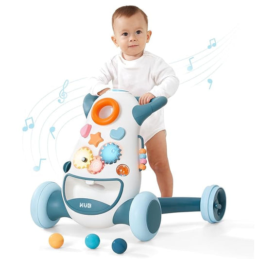 KÜB Montessori Baby Walker - Interactive Push Toy for Toddlers Learning to Walk with Soft Music & Lights, Adjustable Speed & Non-Slip Wheels, Educational Activity Center