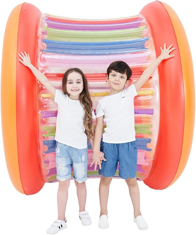 73" Diameter Inflatable Giant Colorful Rolling Wheel for Outdoor Backyard Lawn