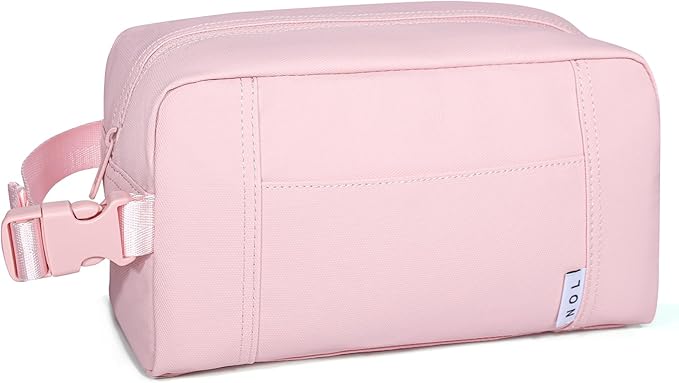 NOL Natural Organic Lifestyle Freezable Snack Bag, Leakproof Cooler Lunch Bag, Reusable, Zip Closure with Buckle Handle Nylon Waterproof Snack Box for Work Travel-Pink