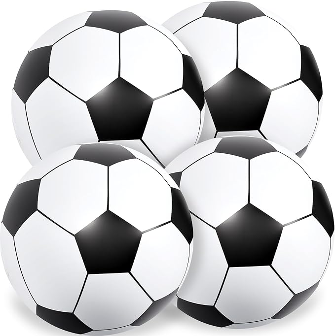 Lewtemi 4 Pcs Inflatable Beach Soccer Ball for Kids 27" Giant Inflatable Football Large Sport Balls for Kids Outdoor Activity Game Pool Toys Decoration Party Favor
