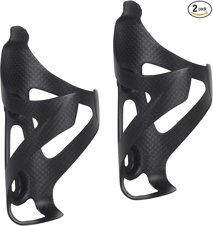 KABON Bike Water Bottle Holder, Lightweight 3K Carbon Fiber Bicycle Drink Water Bottle Cages for Road Mountain Bike Cycling Accessories - Pack of 2