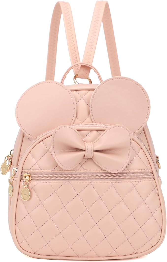 KL928 Girls Mini Backpack Bowknot Polka Dot Cute Small Daypacks Convertible Shoulder Bag Purse for Women