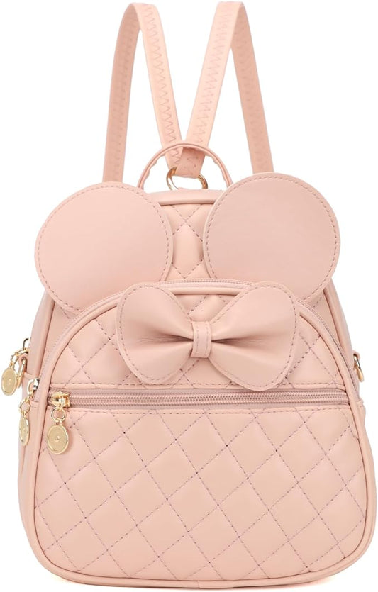 KL928 Girls Mini Backpack Bowknot Polka Dot Cute Small Daypacks Convertible Shoulder Bag Purse for Women