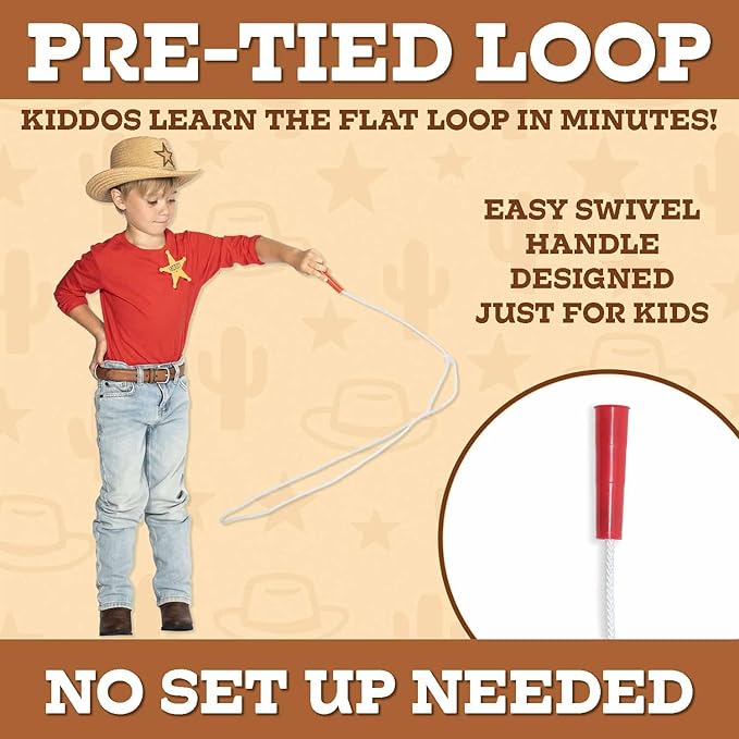 Children’s Cowboy Kiddie Trick Rope Lasso Pre-Tied | Ages 4-10 |