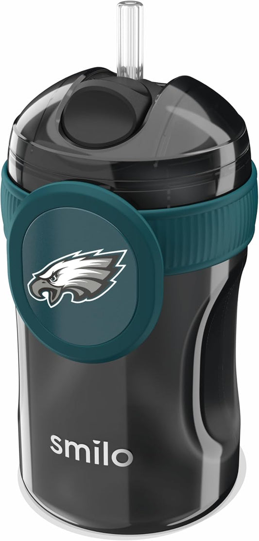 Smilo Straw Cup - Philadelphia Eagles Officially Licensed NFL Sippy Cup - Baby and Toddler Cup with Weighted Silicone Straw and 8.5 oz Capacity - BPA-Free