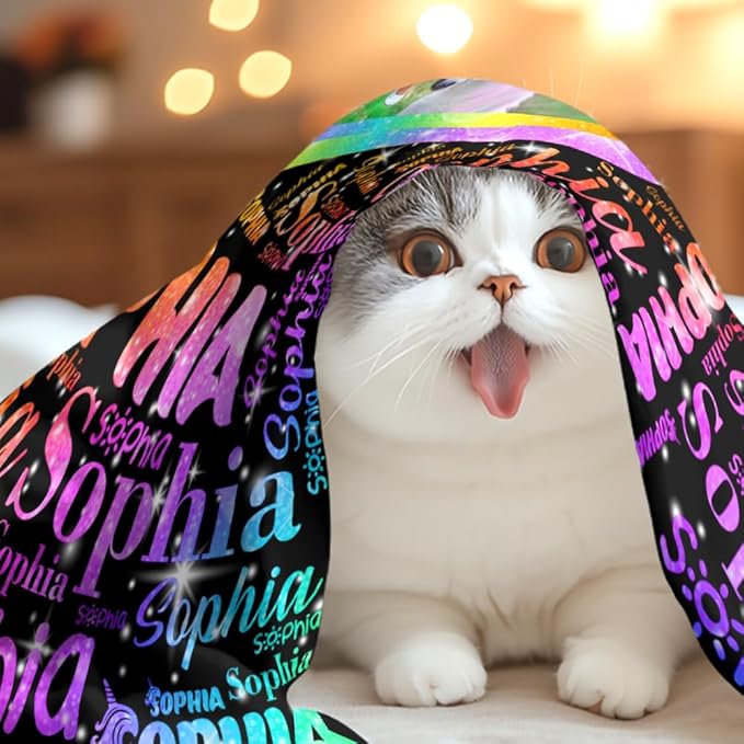 Custom Girl Blanket with Name Personalized Cute Pink Princess Blanket for Newborn Customized Soft Flannel Throw Blanket Memorial Gift for Toddler on Birthday Baby Shower Christmas (Name-3)