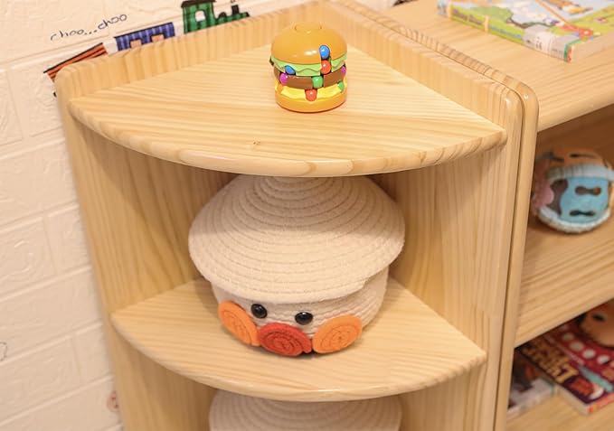 Corner Cabinet, 2-Tier Montessori Shelf, Kids Toy Shelf & Wooden Bookshelf, Book Shelf for Kids Rooms, Nursery, Classroom, Kindergarten (23-5/8"*11-1/5"*11-4/5")