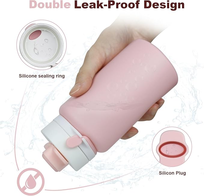 PLTCAT Collapsible Foldable BPA Free Reusable Lightweight Leak-Proof Travel Silicone Water Bottle for Travel, Gym, Hiking, Office, Camping