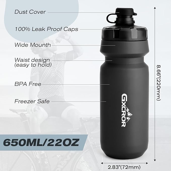 GXCROR Bike Water Bottle Holder with Bottle Combo, Lightweight, Durable & Secure Water Bottle Cage Set, Easy Installation, Fit for Sport Outdoor Cycling, MTB Road