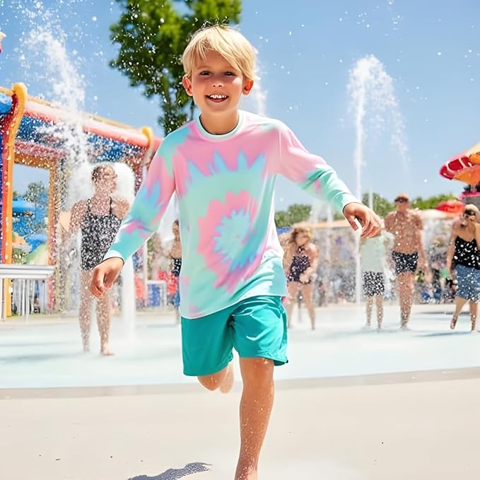 INGEAR Boys' Rash Guard UPF 50+ Swim Shirt - Lightweight, Quick-Dry, Durable Sun Protection for Swimming, Sizes XS-XL