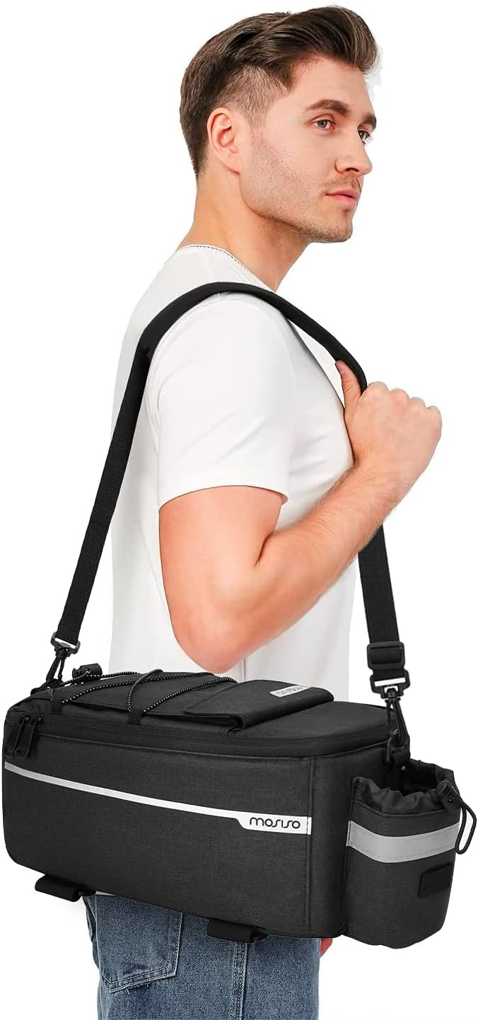 MOSISO Bike Rack Bag, Waterproof Bike Trunk Cooler Pouch Insulated Bicycle Rear Seat Pouch Cycling Backseat Storage Cargo Luggage Saddle Shoulder Bag