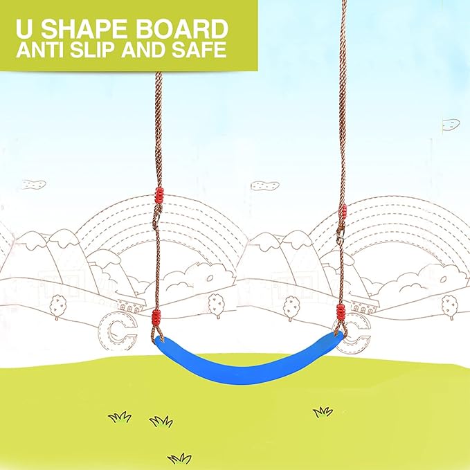 RedSwing Swing Seat for Kids outdoor with 57-86" Rope, Kids Safety Playground Swing Seat Replacement, Belt Swing, Heavy Duty, Blue 2 Pcs