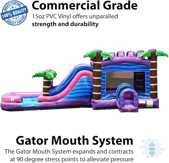 TentandTable Inflatable Bounce House Water Slide for Kids 5-12 Large, Commercial Grade Mega Bouncy Castle for Adults, Jump House, Includes Electric Air Blower, 32' L x 16' W x 15' H, Purple Marble