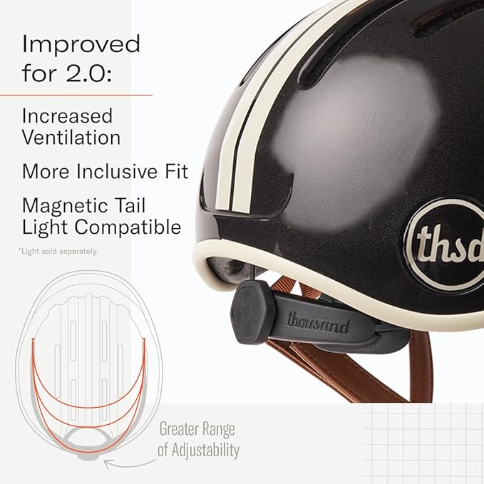Thousand Heritage 2.0 Adult Bike Helmet; The Original Low Profile Retro Commuter Cycling Helmet Safety Certified for Bicycle Skateboard Skating Roller Skates; for Men & Women
