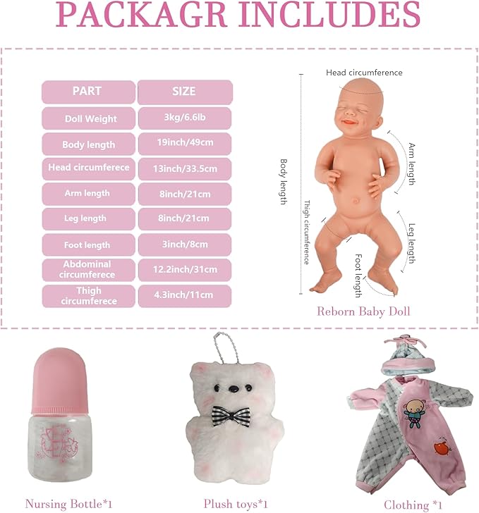 18.9 in Full Silicone Reborn Baby Dolls, 1:1 Lifelike Newborn Dolls Non Vinyl Realistic Reborn Toddler Dolls Boy Washable Sleeping Doll