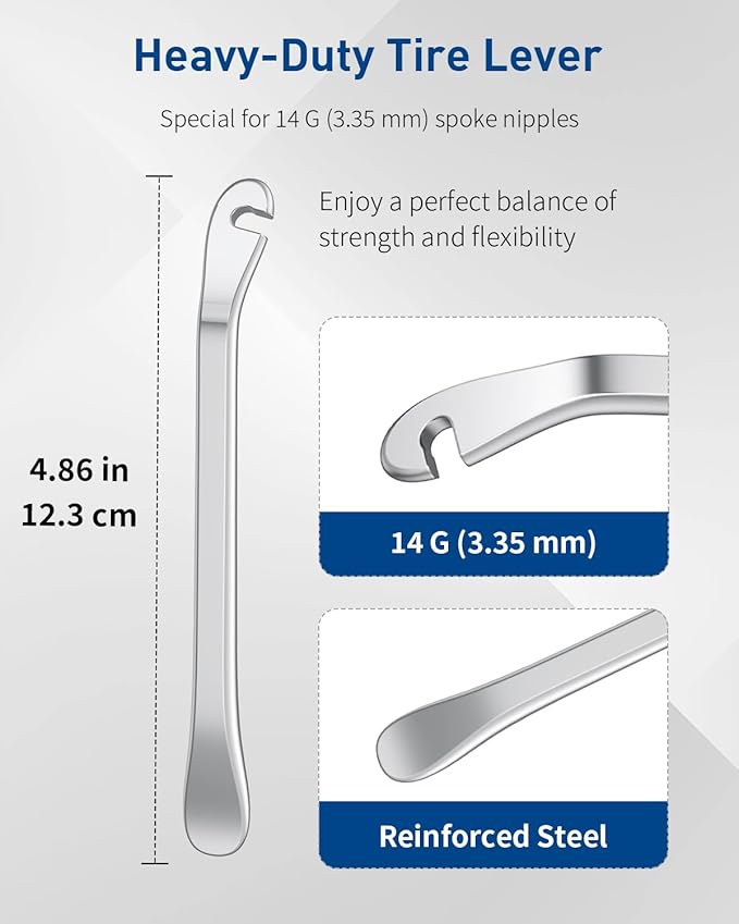 Pawfly Bike Spoke Wrenches, Bike Spoke Tool Kit with 3 Bicycle Tire Levers, Bicycle Spoke Wrench Tools, Bicycle Rim Truing Tool Set, Bike Rim Correct Kit, 8-Piece Bike Repair Tool Kit