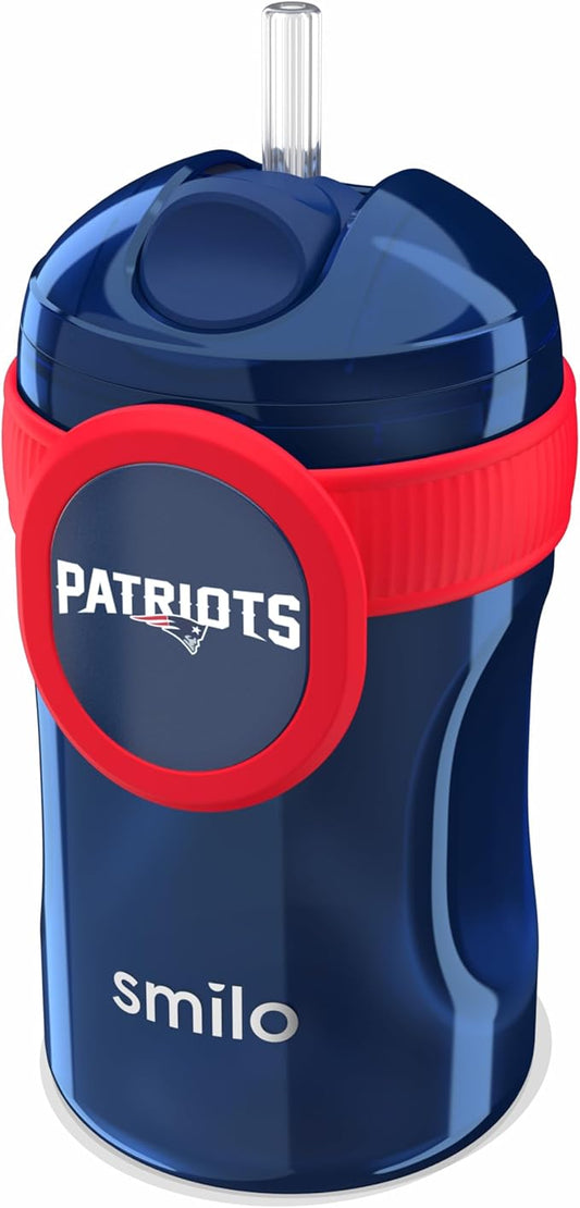 Smilo Straw Cup - New England Patriots Officially Licensed NFL Sippy Cup - Baby and Toddler Cup with Weighted Silicone Straw and 8.5 oz Capacity - BPA-Free
