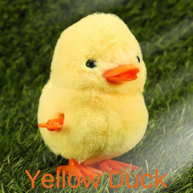 Easter Wind-Up Plush Toys Fluffy Realistic Jumping Chicks & Ducks for Kids (Pack of 4)