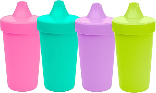 Re-Play Spill-Proof Sippy Cups - Reusable 10 Oz Set of 4, Dishwasher & Microwave Safe, Made in USA, Mermaid