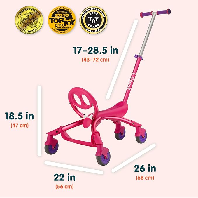 YBIKE Pewi Stroll – Indoor/Outdoor Walking Ride On Toy with Push Handle