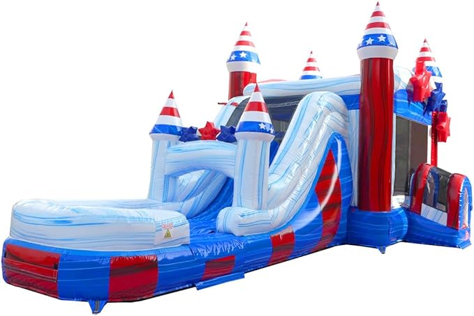 TentandTable Inflatable Bounce House Water Slide for Kids 5-12 Large, Commercial Grade Mega Bouncy Castle for Adults, Jump House, Includes Air Blower, 32' L x 16' W x 15' H, Stars and Stripes