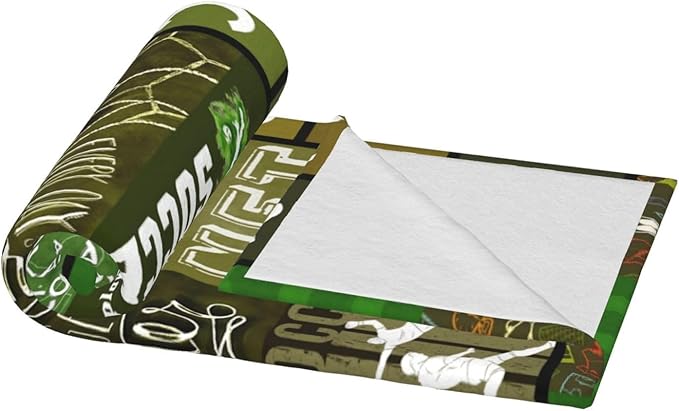 Soccer Blanket Sport Theme Throw Blanket Ultra Soft Cozy Fleece Soccer Gift for Soccer Lover Fuzzy Plush Bedding Blankets for Soccer Team Player Kids Teens Adults Girls Boys Women Men 80"x60"