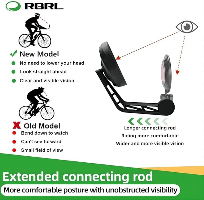 RBRL Bike Mirror Bar End Bike Mirror, Rotatable Bicycle Mirror, Automotive Grade Glass Bike Side Mirrors, Scratch Resistant E-Bike Universal Rearview Mirrors for Mountain bike (Left)