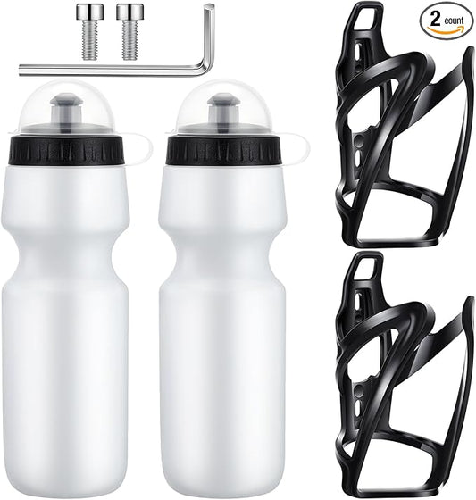 Mifoci Bike Water Bottle Cage with Bottle Bike Water Bottles and Holder 24oz Squeeze Sport Bicycle Accessories for Mountain Outdoor Cycling