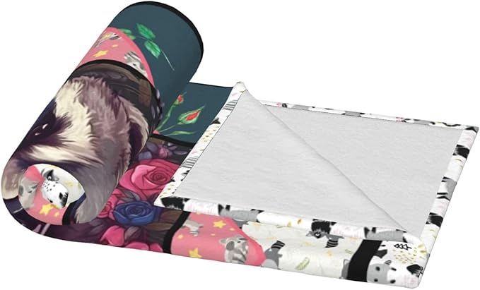 Raccoon Blanket Cute Raccoon Throw Blanket Ultra Soft Cozy Fleece Gift Fuzzy Plush Bedding Blankets for Kids Teens Adults Girls Boys Women Men 60"x50"