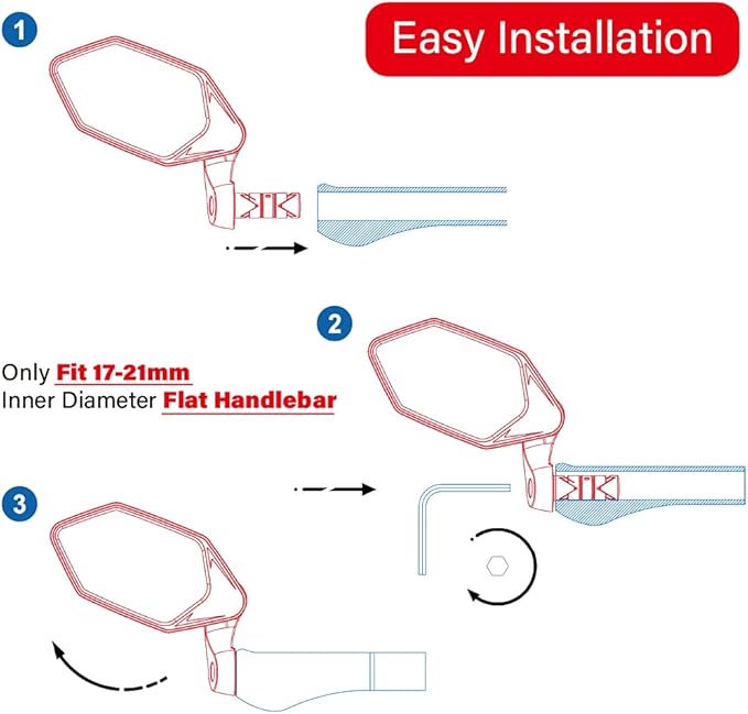 MEACHOW New Bar End Bike Mirror, Crystal UHD Automotive Grade Glass Lens E-Bike Mirrors, Scratch Resistant, Safe Rearview Mirrors, (Silver Left Side) ME-022LS
