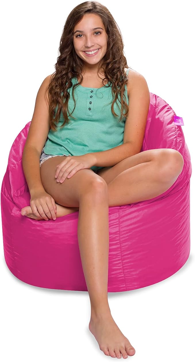 Posh Creations Structured Comfy Seat for Playrooms and Bedrooms, Large Bean Bag Chair, Sonoma Lounger, Pink