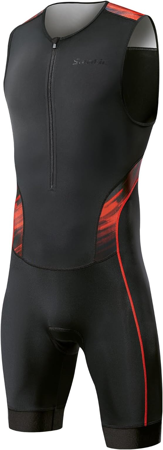 Santic Men's Triathlon Suit Sleeveless Skinsuit Padded Quick-Dry Swim Bike Run with Pockets