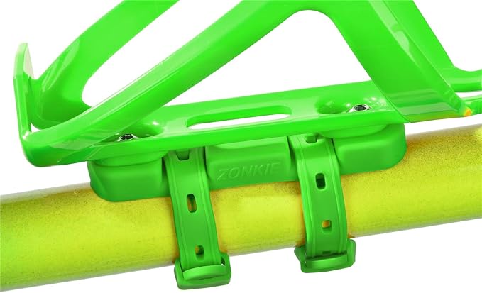 ZONKIE Bicycle Bottle Cages, Plastic Bike Bottle Holder with Cage Mounting Base (Green)