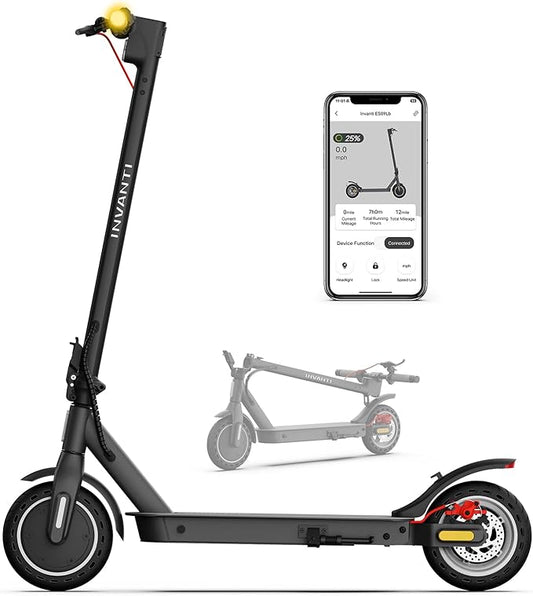 E30 Electric Scooter, Max 20Miles & 18 MPH, 350W Motor, Turn Signals, Smart APP, 8.5" Solid Tires, Foldable Commuter Electric Scooter with Rear Suspension and Dual Brakes for Adults and Teens