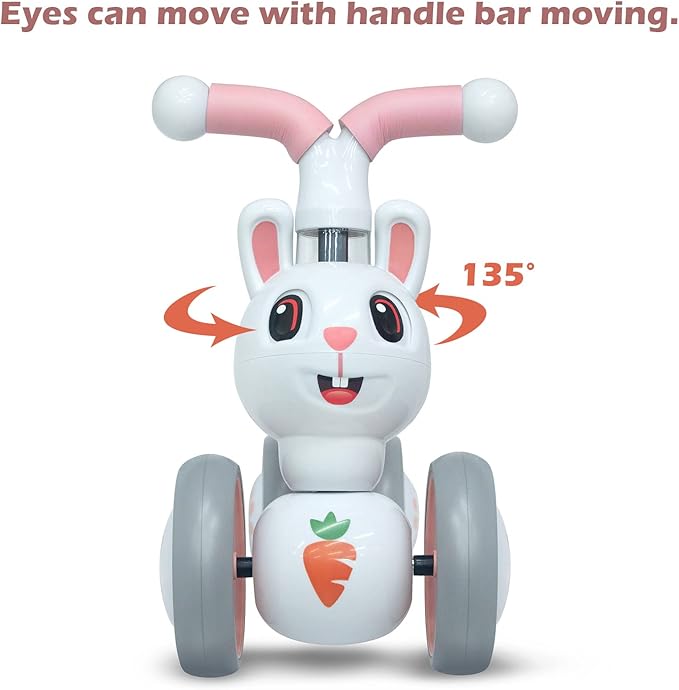 YGJT Baby Balance Bike Toys for 1 Year Old Girls, First Birthday Gifts for 10-36 Months Toddlers Bike, Non-Pedal 4 Silent Wheels Riding Toys, Kids Pre-School First Bike Rabbit