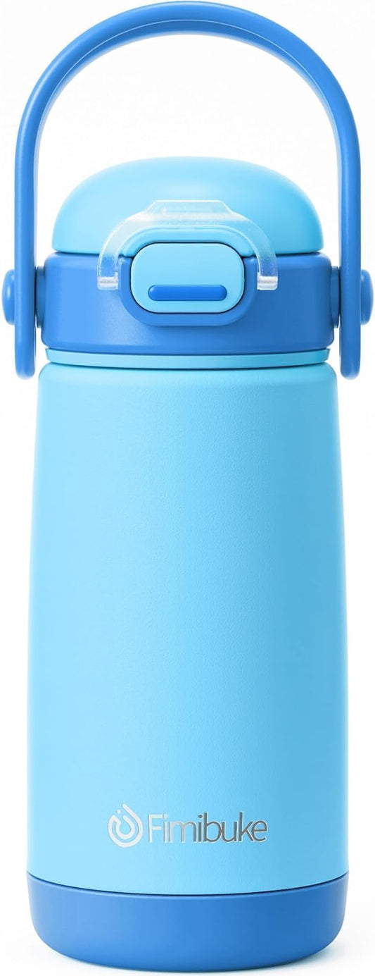Fimibuke Kids Insulated Water Bottle with Straw Lid & Handle - 14oz BPA FREE 18/8 Stainless Steel Metal Tumbler Leak Proof Double Wall Vacuum Kids Cup Toddler Water Bottle for School Boys Girls