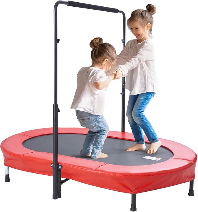 VEVOR 5FT Trampoline 50"/55"/56 * 35" for Indoor/Outdoor use for Toddlers, Foldable Mini Baby with Foam Handle, Recreational Birthday Gift