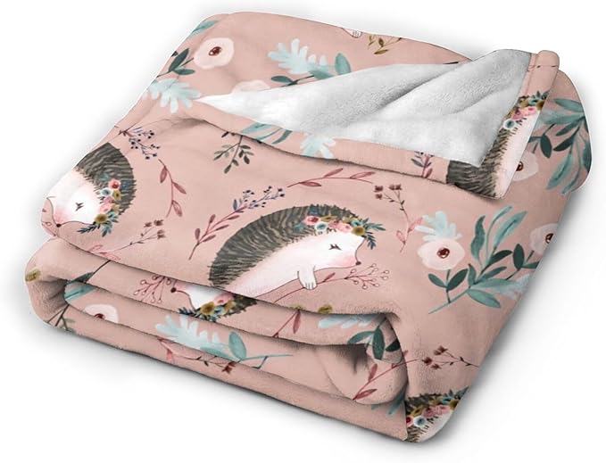 Ultra Soft Cozy Plush Hedgehog Throw Blanket - Hedgehog Lovers Gifts for Girls, Women, Kids & Adults - Lightweight Flannel Comfy Blankets for Nursery, Couch, Sofa - 60"x50"