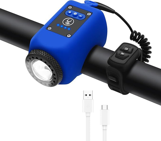 Bike Horn, Bicycle Horn with Large Range Floodlight, IPX5 Waterproof with USB Rechargeable Bike Electronic Horn