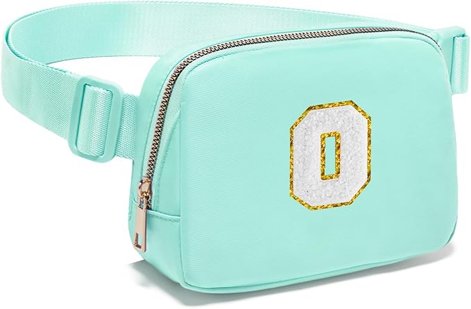 Gitus Birthday Gifts for 8 9 10 11 12 13 Year Old Girls Personalized Fanny Pack Crossbody Bags with Initial Letter Patch Belt Bag for Teen Girls Cute Trendy Stuff Travel Essentials (Mint Green-O)