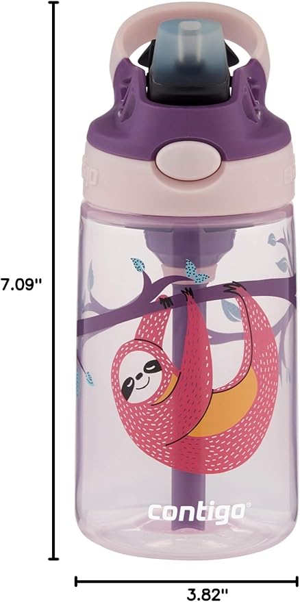 Contigo Kids Straw Water Bottle with AUTOSPOUT Lid 14oz Sloths