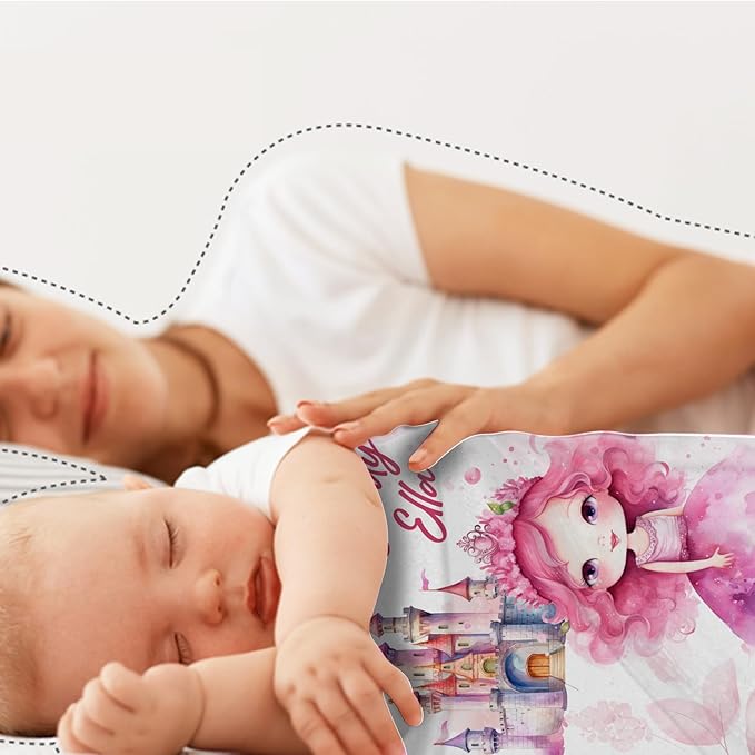 Zocoshi Personalized Princess Fairy Tale Blanket - Custom Name Gift for Kids, Magical Design, Cozy Keepsake, Perfect Birthday Baby Shower Present