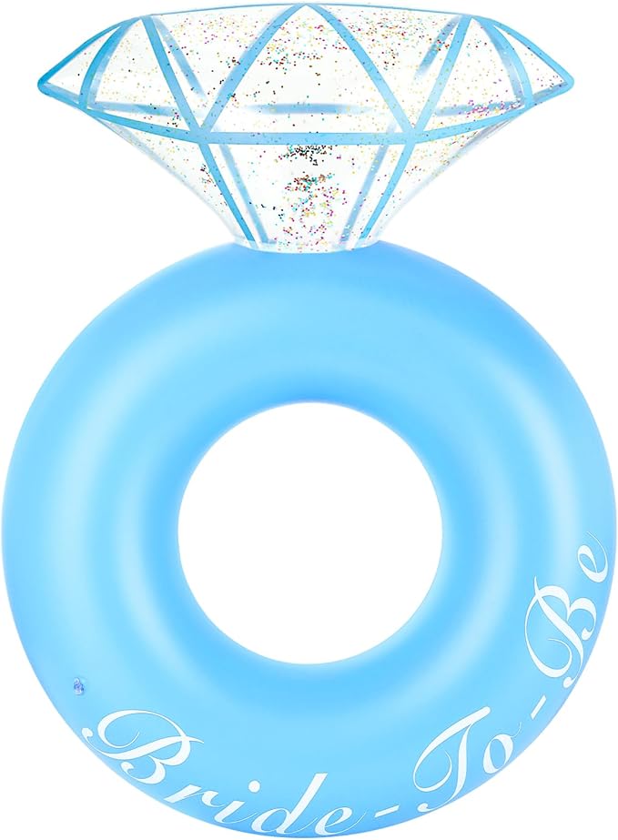 HeySplash Pool Floats, Inflatable Diamond Ring Pool Float, Large Engagement Ring Floatie for Bachelorette Party, Swim Tube River Lake Wedding Bride Stagette Decor Fun Toy Raft for Adults, Blue