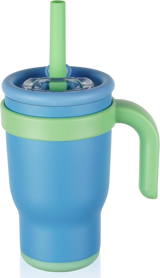 14oz Toddler Sippy Cup Vacuum Insulated Stainless Steel Kids Cup with Handle, Spill-Proof Straw, Leak-Proof Travel Cup for Home or On-the-Go