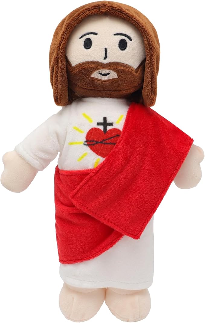 13" Jesus Plush Toy Heart of Jesus Plushie Savior Stuffed Doll for Church Sunday School Religious Easter Gift for Children Kids