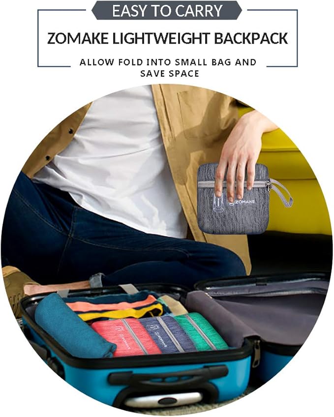 ZOMAKE 25L Ultra Lightweight Packable Backpack, Foldable Hiking Backpacks Water Resistant Small Folding Daypack for Travel(Black)