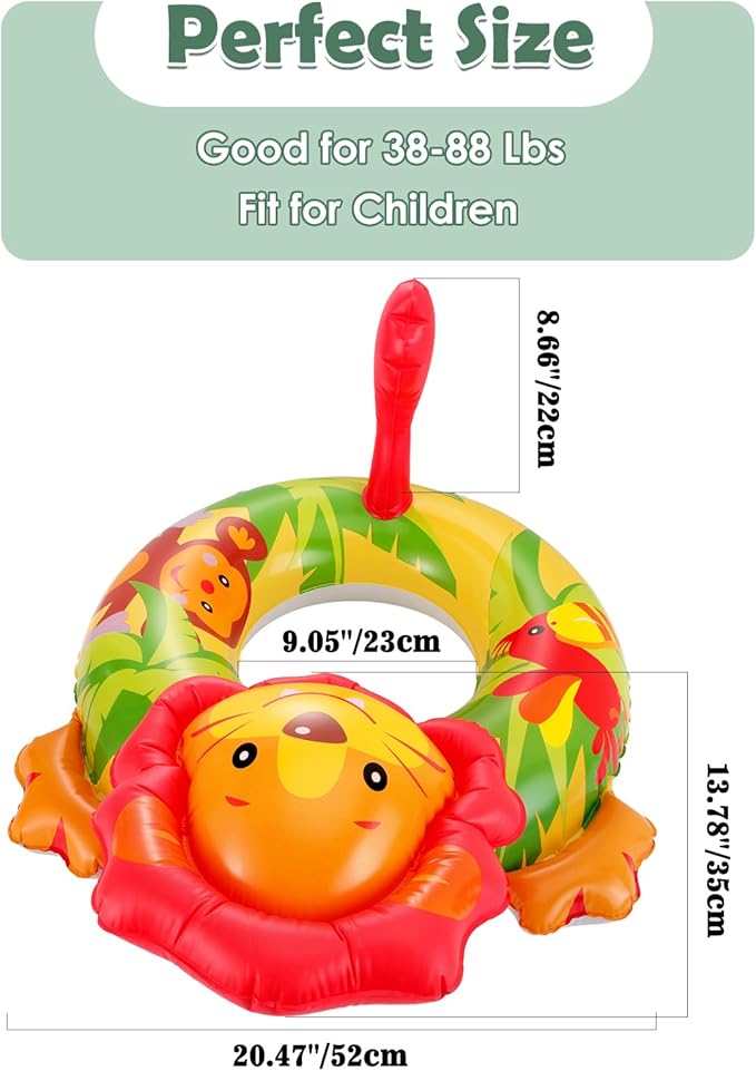 HeySplash Inflatable Swim Ring, Durable Animals Shaped Summer Pool Beach Party Swimming Float Tube, Water Fun Swimming Pool Toys for Kids Water Activities, 70cm Diameter, Yellow Lion